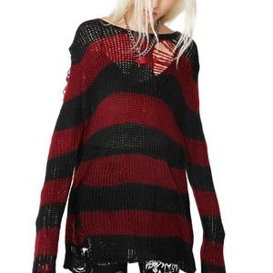 Current Mood Dolls Kill Striped Knit Sweater